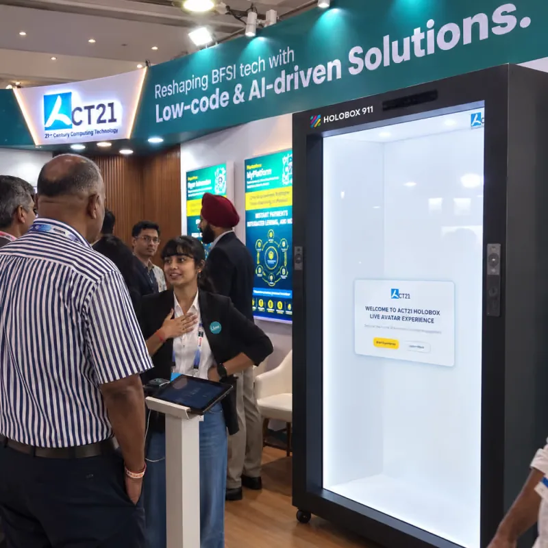 HoloBox911 showcasing BFSI and AI-driven solutions at ACT21 event