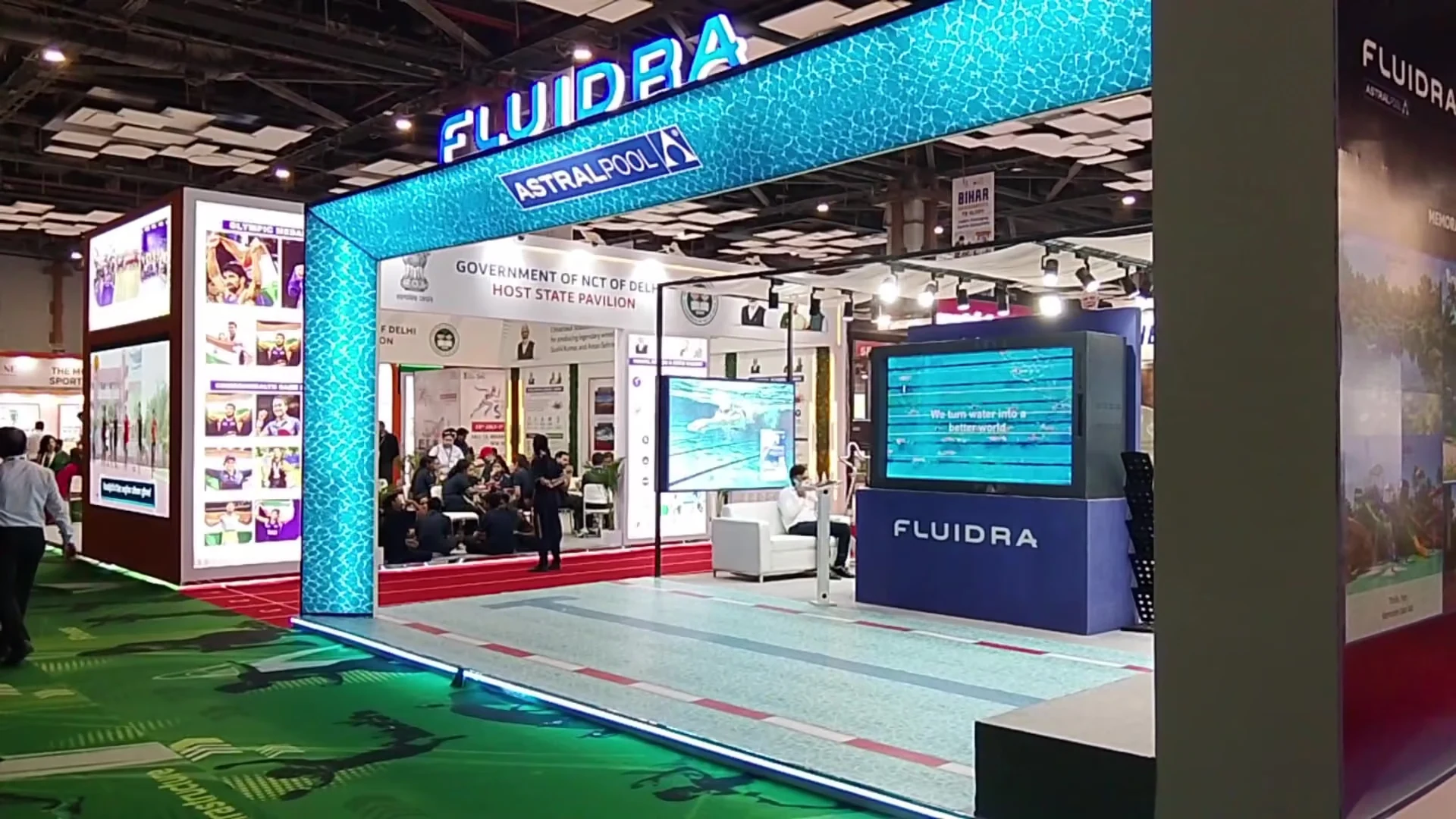 Exhibition stands on the Hall 14 floor at Sports, Fitness & Infrastructure Expo 2026, Bharat Mandapam, New Delhi