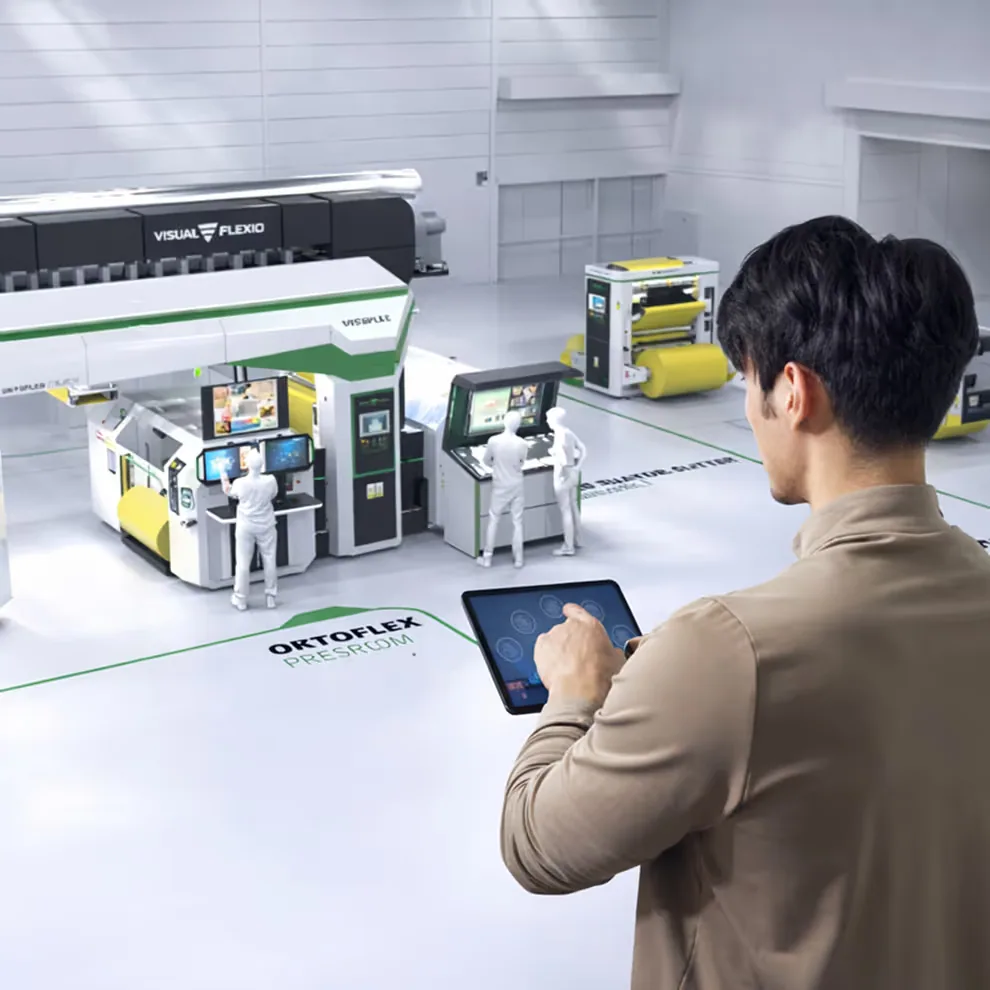 Interactive sales enablement platform demonstrating a 3D industrial product on a tablet